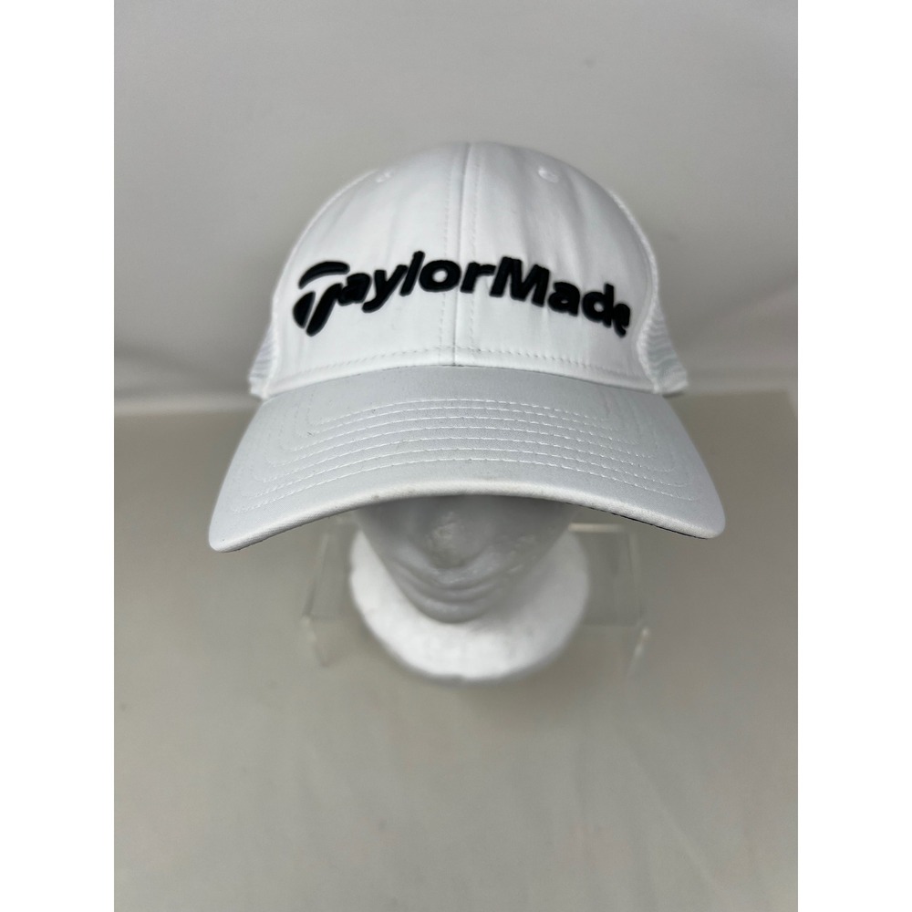 TaylorMade Golf Hat Mens L/XL White Excellent A-Flex Mesh Back Stretch Fit Cap